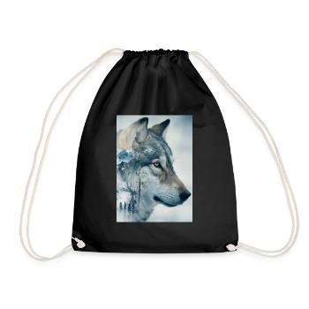 Wolf Wölfe Tier Jaulen Dog Husky Nature - Turnbeutel - Schwarz - Vorne