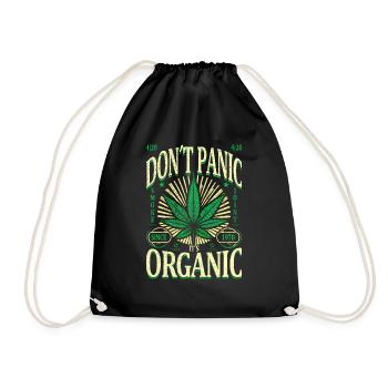 Don’t Panic, It’s Organic Retro Cannabis Leaf 1970 - Drawstring Bag - black - Front
