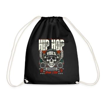 Vintage Skull & Recording Console Hip Hop Vibes - Drawstring Bag - black - Front