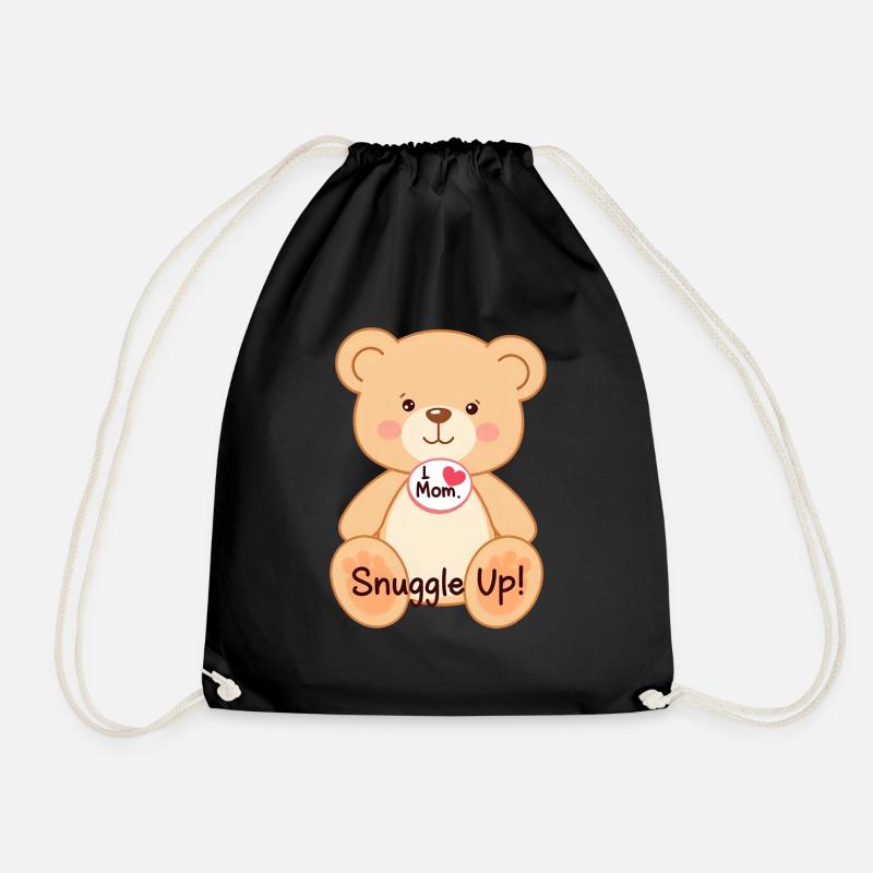 Entzückende Teddybär Geschenkidee: I Love Mom Heart - Turnbeutel - Schwarz