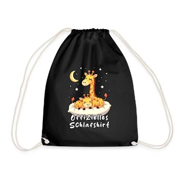 Offizielles Schlafshirt Süße Giraffe im Traumland - Turnbeutel - Schwarz - Vorne