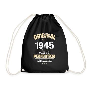 80th Anniversary - Original - 1945 - Drawstring Bag - black - Front