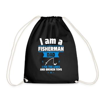 Angler-Papa,Vatertagsgeschenk - Turnbeutel - Schwarz - Vorne