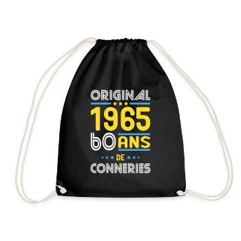 Anniversaire 60 ans - Original 1965 - Conneries - Sac de sport léger - noir - Devant