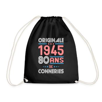 80th Birthday - Original 1945 - - Drawstring Bag - black - Front