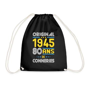 80th Birthday - Original 1945 - - Drawstring Bag - black - Front