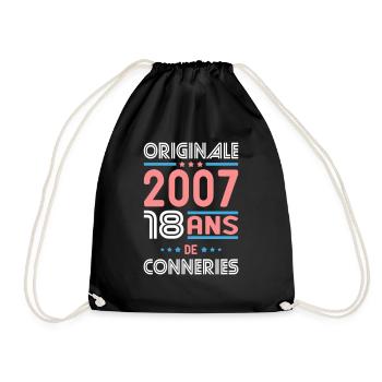 Anniversaire 18 ans - Originale 2007 - Conneries - Sac de sport léger - noir - Devant