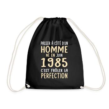 Anniversaire 40 ans - Né en Juin 1985 - Sac de sport léger - noir - Devant