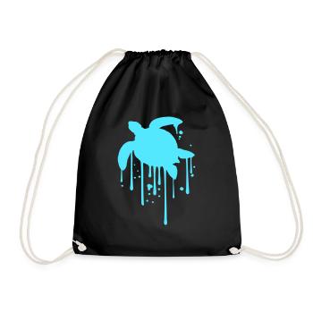 Water turtle drop slime wet drips cool - Drawstring Bag - black - Front