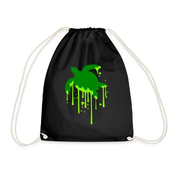Water turtle drop slime wet drips cool - Drawstring Bag - black - Front