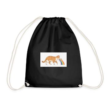 Cat Spitting Rainbow - Drawstring Bag - black - Front
