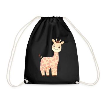 Giraffe Family Mother Baby T-Shirt - Drawstring Bag - black - Front