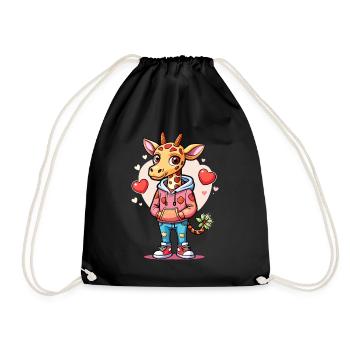 Giraffe Parade: Cool Giraffe - Drawstring Bag - black - Front