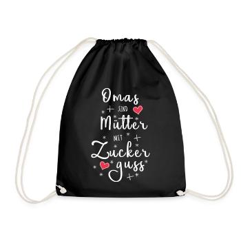 Omas sind Mütter mit Zuckerguss - Oma Geschenk - Turnbeutel - Schwarz - Vorne