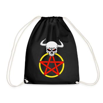 Satan satanisch Teufel Pentagramm Hörner Horror - Turnbeutel - Schwarz - Vorne