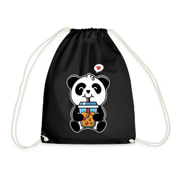Panda drink - Drawstring Bag - black - Front