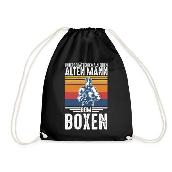 Boxen Boxer Mann Männer Retro Vintage - Turnbeutel - Schwarz - Vorne