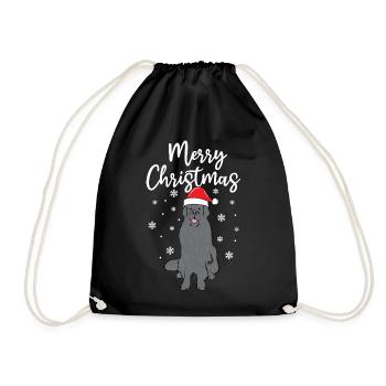 Weihnachten Merry Christmas Hund Neufundländer - Turnbeutel - Schwarz - Vorne