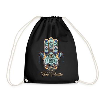 think positive hamsa hand fatima yoga buddha - Turnbeutel - Schwarz - Vorne