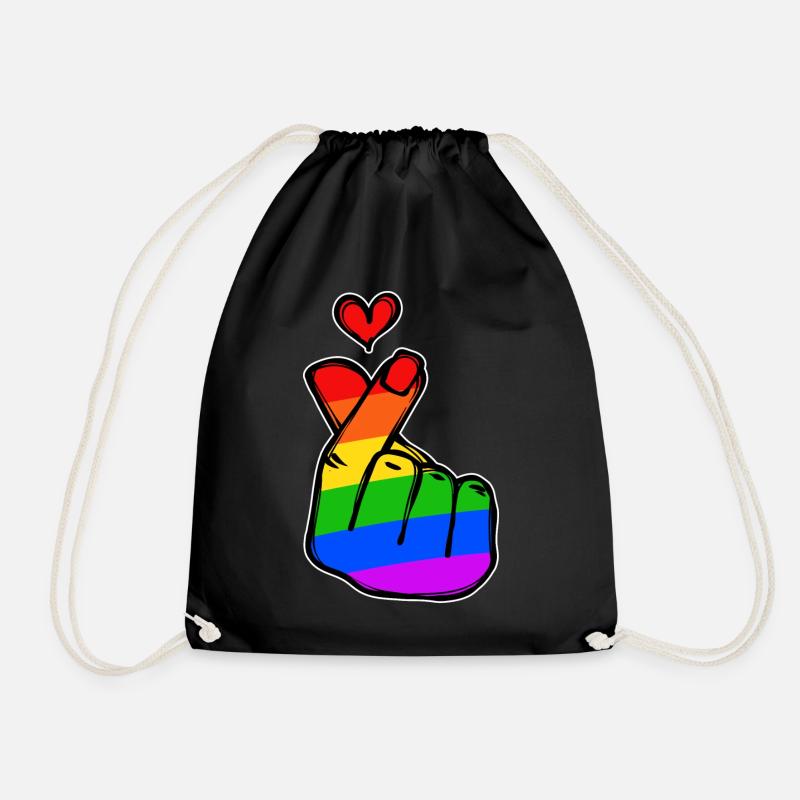 Frieden Herz Liebe Regenbogen Friedensbewegung - Turnbeutel - Schwarz