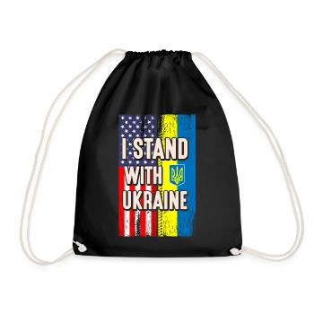 Je me tiens avec ukraine drapeau américain - Sac de sport léger - noir - Devant