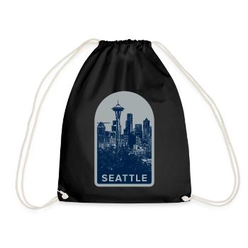 Seattle Skyline Badge - Drawstring Bag - black - Front