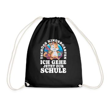 Einschulung Katze - Turnbeutel - Schwarz - Vorne