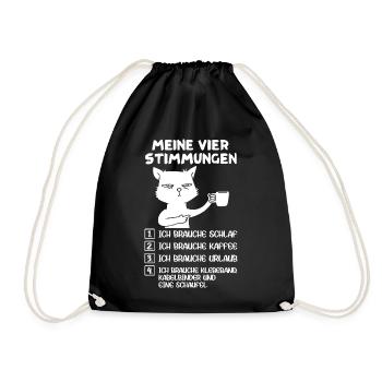 Lustige Katze Stimmung Kaffee Büro Geschenk Fun - Turnbeutel - Schwarz - Vorne