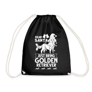 Golden Retriever Hund Welpen Besitzer Weihnachten - Turnbeutel - Schwarz - Vorne