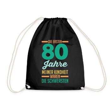 Achtzig Achtzigster 80 Jahre Geburtstag - Turnbeutel - Schwarz - Vorne