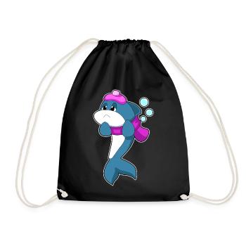 Dolphin Hot Water Bottle - Drawstring Bag - black - Front