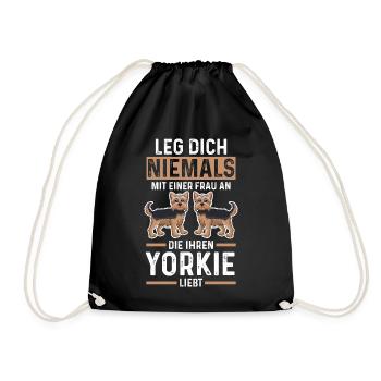 Hund Yorkie - Turnbeutel - Schwarz - Vorne