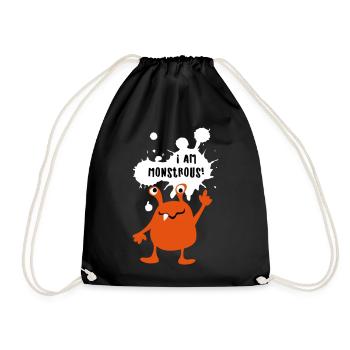 Monster monstrous monstrous creepy comic funny - Drawstring Bag - black - Front