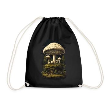 Retro Mushroom Pickers & Growers Mushroom Design - Drawstring Bag - black - Front