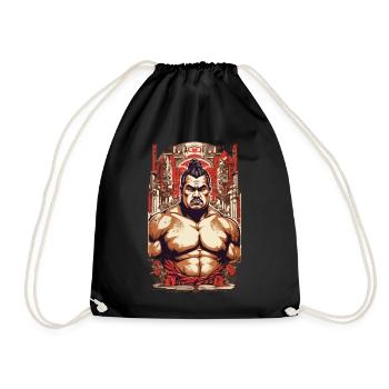 Sumo Retro Poster Japanese Martial Arts Art - Drawstring Bag - black - Front