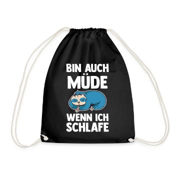Ich Bin Auch Müde Wenn Ich Schlafe Faultier - Turnbeutel - Schwarz - Vorne