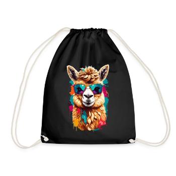 Llama: Cute, Cool & Funny with Sunglasses - Drawstring Bag - black - Front