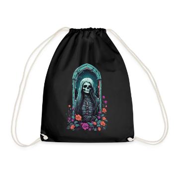Gothic Pastel Skeleton Lady Victorian Halloween - Drawstring Bag - black - Front