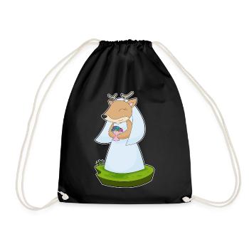 Deer Bride Bouquet Wedding - Drawstring Bag - black - Front