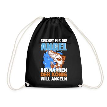 Reichet mir die Angel, König will angeln - Turnbeutel - Schwarz - Vorne
