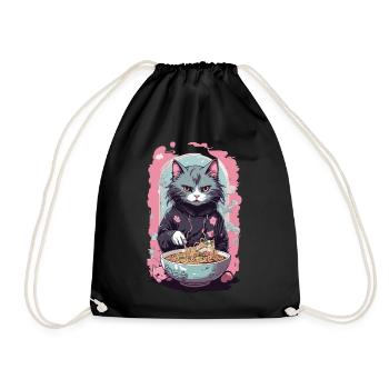 Anime Ramen Chat Japonais Soupe De Nouilles Art - Sac de sport léger - noir - Devant