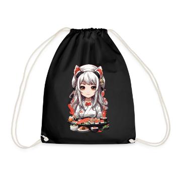 Kawaii Anime Sushi Meisterin mit Katzenohren - Turnbeutel - Schwarz - Vorne