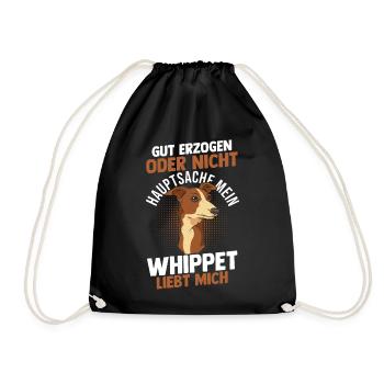 Hund Whippet - Turnbeutel - Schwarz - Vorne