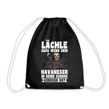 Hund Havaneser - Turnbeutel - Schwarz - Vorne