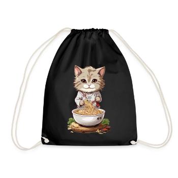 Kawaii chat Ramen soupe de nouilles Design Otaku Mode - Sac de sport léger - noir - Devant