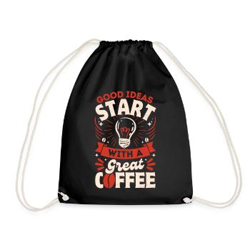 Good ideas start with a good coffee- Red - Drawstring Bag - black - Front