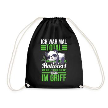 I used to be totally motivated Panda - Drawstring Bag - black - Front