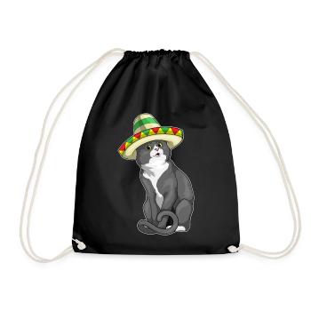 Cat Sombrero - Drawstring Bag - black - Front