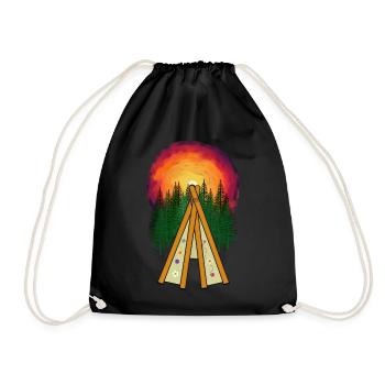 Wilder Westen Tipi Camp Sonnenuntergang Natur - Turnbeutel - Schwarz - Vorne