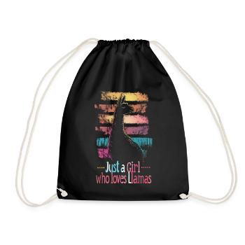 Llama Alpaca Vintage Just a Girl who loves Llamas - Drawstring Bag - black - Front